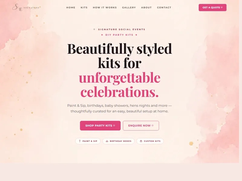 Signature Social Events — Web Design / Hire & Events